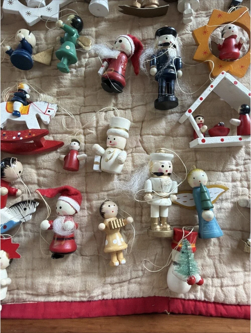 Vintage Mixed Lot 60 Wooden Christmas Tree Ornaments Hand Painted German Style